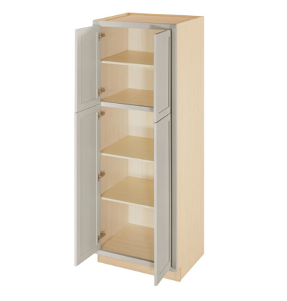 RTA 30"W x 84"H Kitchen Pantry Cabinet with Four Doors and Four Shelves in Tuscan Grey Inset Shaker