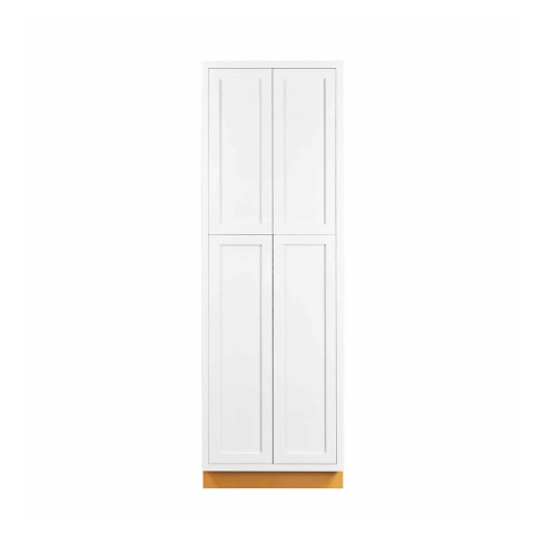 Pantry cabinet with four doors and four shelves at 30"W x 93"H in Snow White