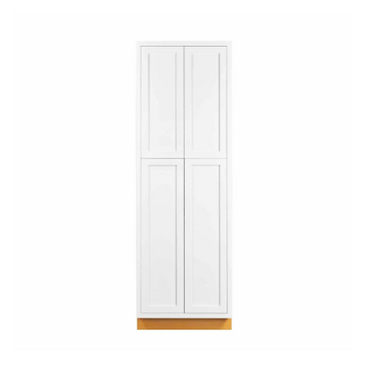 Pantry cabinet with four doors and four shelves at 30"W x 93"H in Snow White
