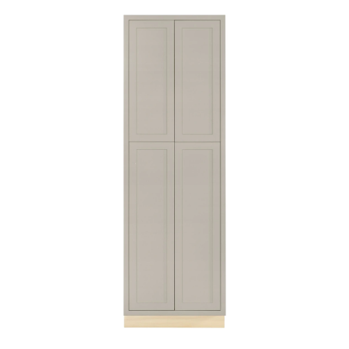 Tuscan Grey finish on a 30"W x 93"H pantry cabinet with four doors and four shelves