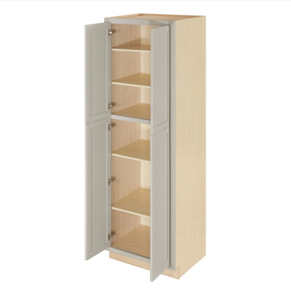 RTA 30"W x 93"H Kitchen Pantry Cabinet with Four Doors and Four Shelves in Tuscan Grey Inset Shaker