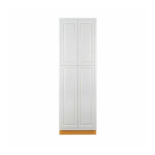 30"W x 93"H pantry cabinet with four doors and four shelves, Vintage White with inset raised panel fronts