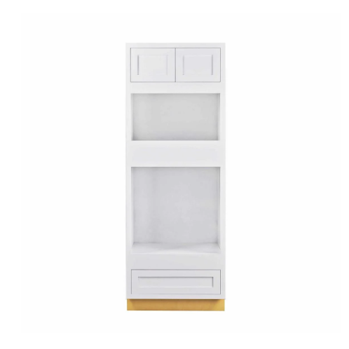 31"W x 84"H oven cabinet with double doors and one drawer, Snow White with inset Shaker fronts
