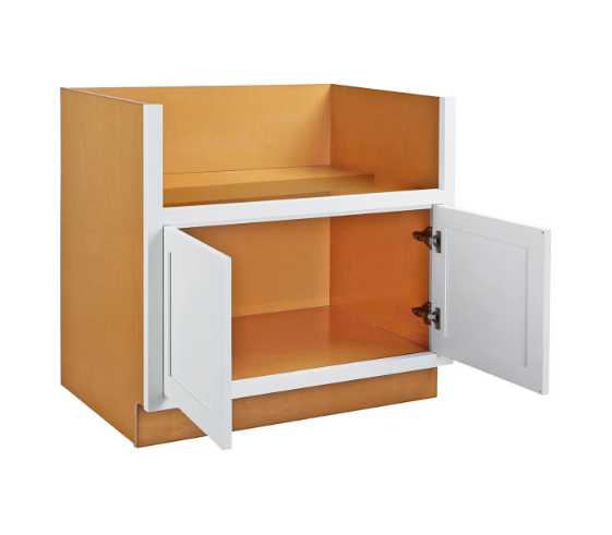 RTA 33"W Kitchen Farmhouse Sink Base Cabinet with Double Doors in Snow White Inset Shaker