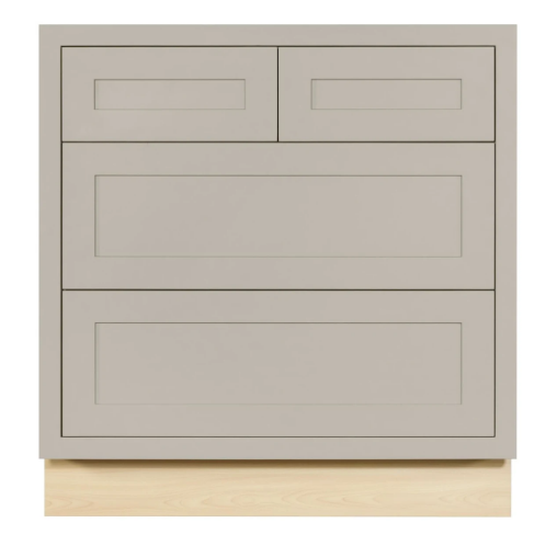 RTA 33"W Kitchen Four Drawer Base Cabinet in Tuscan Grey Inset Shaker