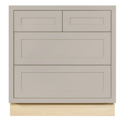 RTA 33"W Kitchen Four Drawer Base Cabinet in Tuscan Grey Inset Shaker