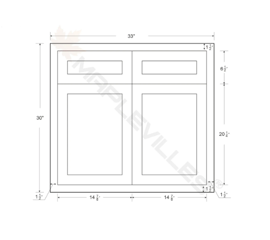 RTA 33"W Kitchen Sink Base Cabinet with Double Doors in Snow White Inset Shaker