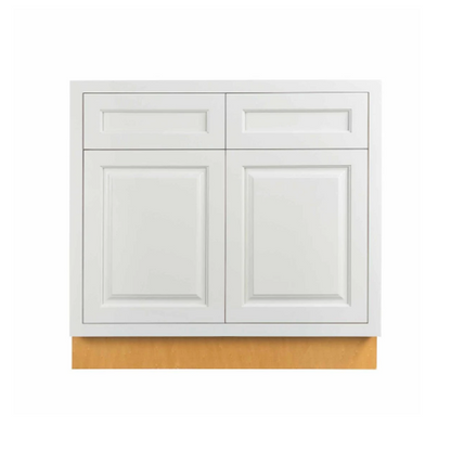 Sink base cabinet with double doors in Vintage White, sized 33"W
