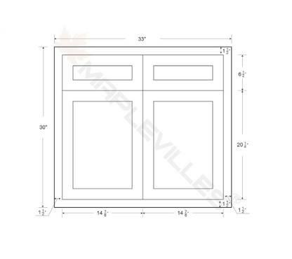 RTA 33"W Kitchen Sink Base Cabinet with Double Doors in Vintage White Inset Raised Panel