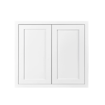 RTA 33"W x 30"H Kitchen Wall Cabinet with Double Doors and Two Shelves in Snow White Inset Shaker