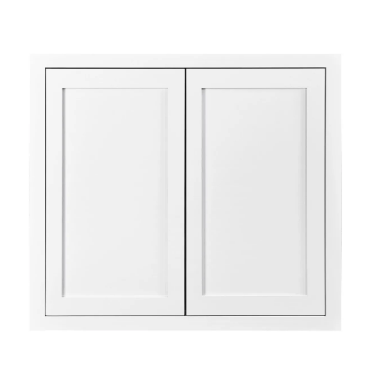 RTA 33"W x 39"H Kitchen Wall Cabinet with Double Doors and Two Shelves in Snow White Inset Shaker