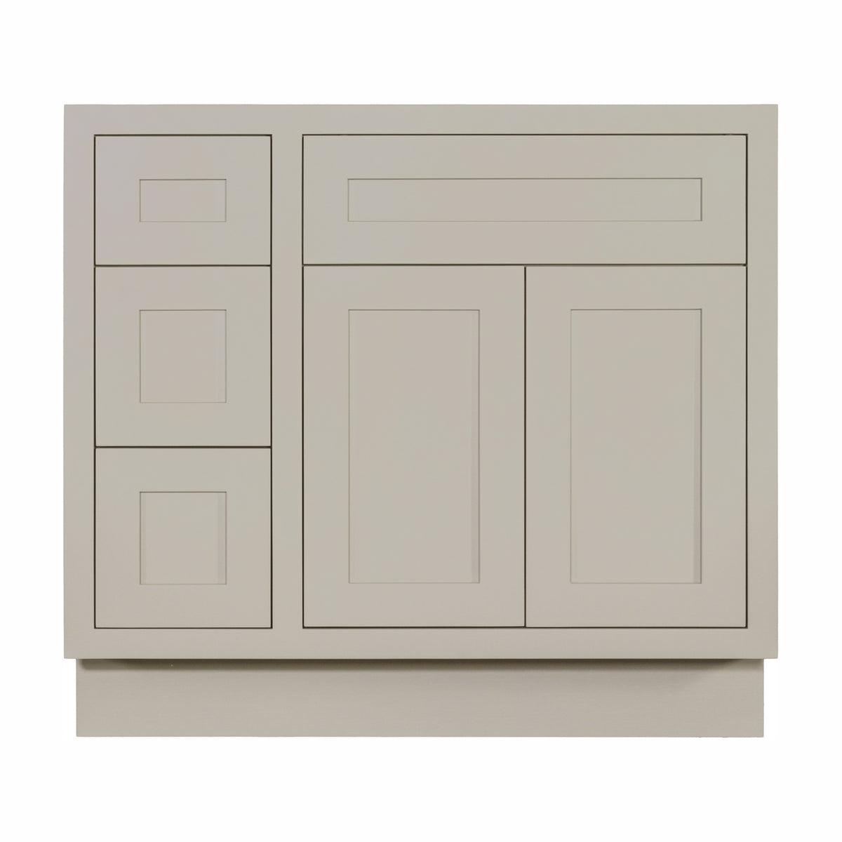36 inch freestanding bathroom vanity sink base in Tuscan Grey with inset Shaker fronts