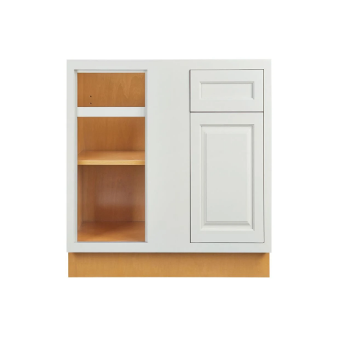 RTA 36"W Kitchen Base Blind Corner Cabinet with One Door and One Drawer in Vintage White Inset Raised Panel