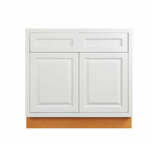 RTA 36"W Kitchen Base Cabinet with Double Doors and Double Drawers in Vintage White Inset Raised Panel