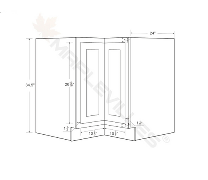 RTA 36"W Kitchen Base Corner Lazy Susan Cabinet with Bi-Folding Doors and Double Rotating Shelves in Snow White Inset Shaker