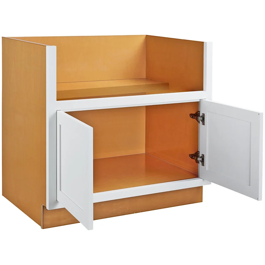 RTA 36"W Kitchen Farmhouse Sink Base Cabinet with Double Doors in Snow White Inset Shaker