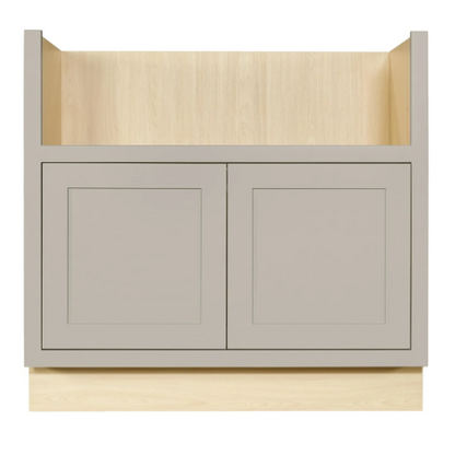 36"W farmhouse sink base cabinet with double doors, Tuscan Grey with inset Shaker fronts