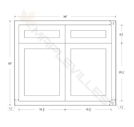 RTA 36"W Kitchen Sink Base Cabinet with Double Doors in Snow White Inset Shaker