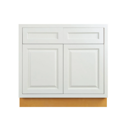 RTA 36"W Kitchen Sink Base Cabinet with Double Doors in Vintage White Inset Raised Panel