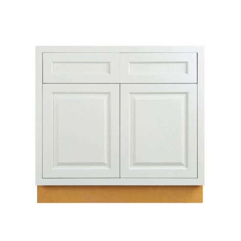 RTA 36"W Kitchen Sink Base Cabinet with Double Doors in Vintage White Inset Raised Panel