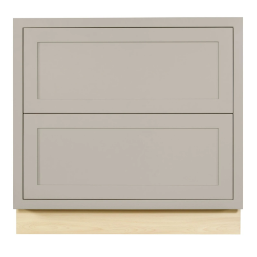 Inset Shaker two drawer base cabinet in Tuscan Grey, 36"W