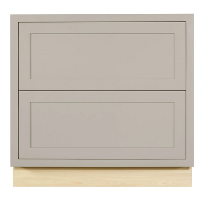 Inset Shaker two drawer base cabinet in Tuscan Grey, 36"W