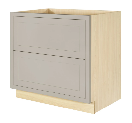 RTA 36"W Kitchen Two Drawer Base Cabinet in Tuscan Grey Inset Shaker
