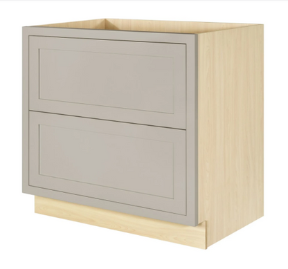 RTA 36"W Kitchen Two Drawer Base Cabinet in Tuscan Grey Inset Shaker