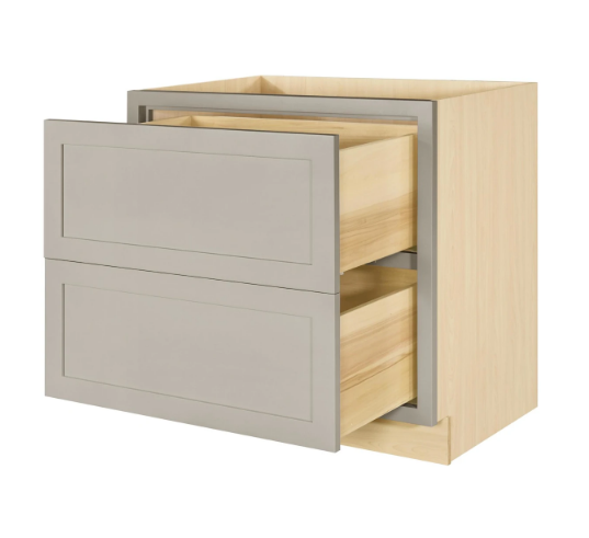 RTA 36"W Kitchen Two Drawer Base Cabinet in Tuscan Grey Inset Shaker