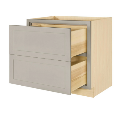 RTA 36"W Kitchen Two Drawer Base Cabinet in Tuscan Grey Inset Shaker