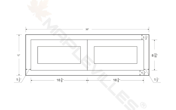 RTA 36"W x 12"H x 24"D Kitchen Wall Fridge Cabinet with Double Doors in Snow White Inset Shaker