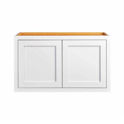RTA 36"W x 15"H Kitchen Wall Appliance Cabinet with Double Doors in Snow White Inset Shaker