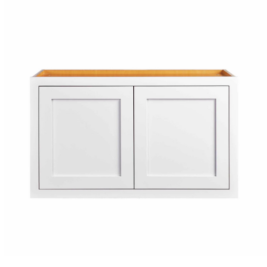 RTA 36"W x 15"H Kitchen Wall Appliance Cabinet with Double Doors in Snow White Inset Shaker