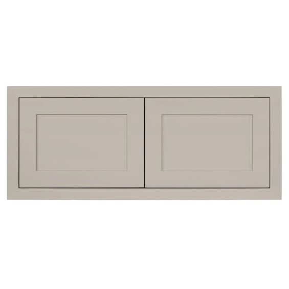 Wall appliance cabinet with double doors in Tuscan Grey, sized 36"W x 15"H