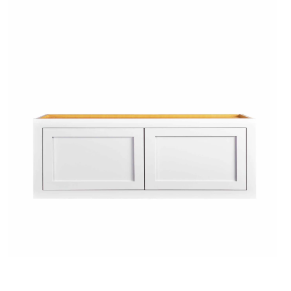 36"W x 15"H x 24"D wall fridge cabinet with double doors finished in Snow White