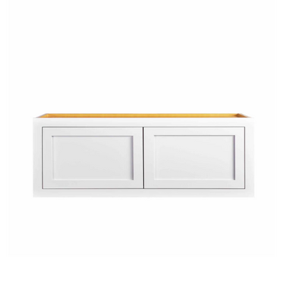 36"W x 15"H x 24"D wall fridge cabinet with double doors finished in Snow White