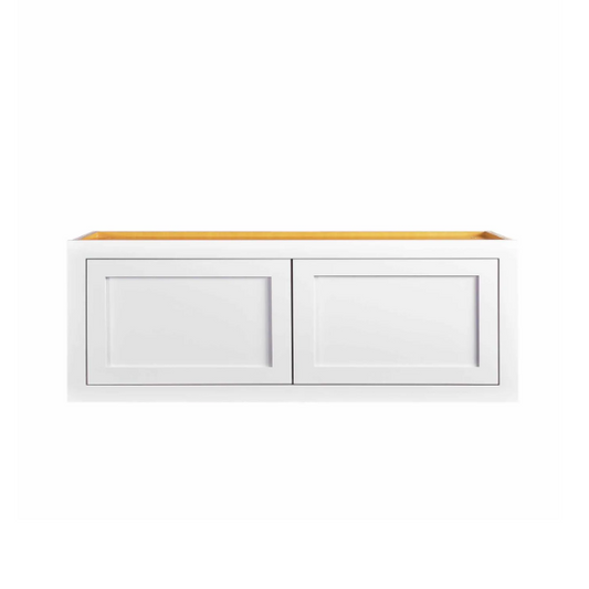RTA 36"W x 15"H x 24"D Kitchen Wall Fridge Cabinet with Double Doors in Snow White Inset Shaker
