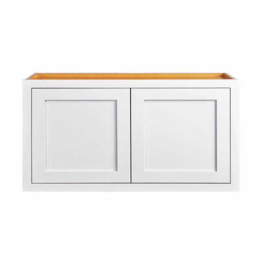 RTA 36"W x 18"H Kitchen Wall Appliance Cabinet with Double Doors in Snow White Inset Shaker