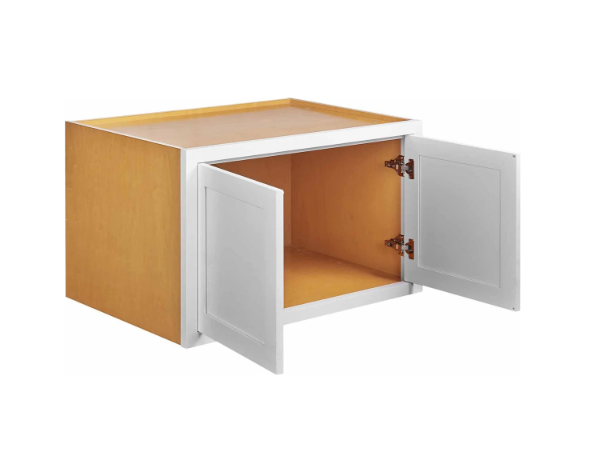 RTA 36"W x 21"H Kitchen Wall Appliance Cabinet with Double Doors in Snow White Inset Shaker