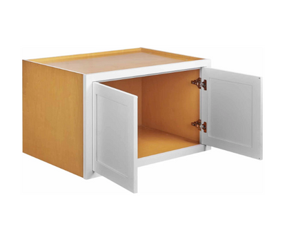 RTA 36"W x 21"H x 24"D Kitchen Wall Fridge Cabinet with Double Doors in Snow White Inset Shaker