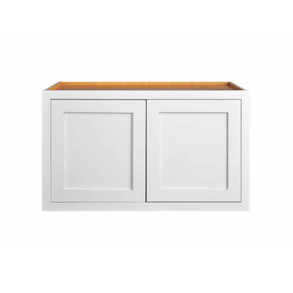 36"W x 24"H wall appliance cabinet with double doors finished in Snow White