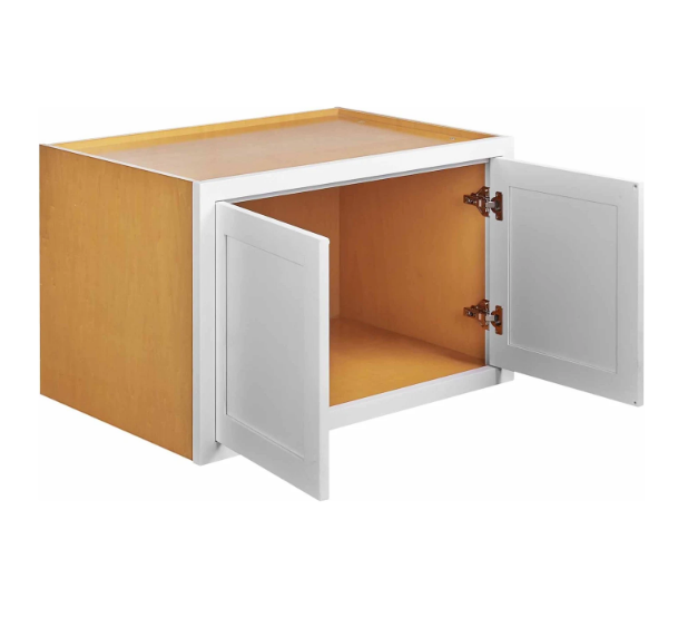 RTA 36"W x 24"H Kitchen Wall Appliance Cabinet with Double Doors in Snow White Inset Shaker