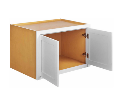 RTA 36"W x 24"H Kitchen Wall Fridge Cabinet with Double Doors in Snow White Inset Shaker