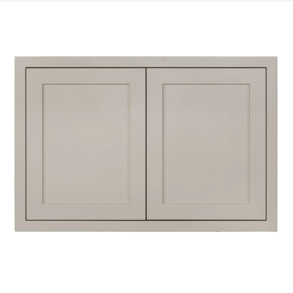 Inset Shaker wall fridge cabinet with double doors in Tuscan Grey, 36"W x 24"H