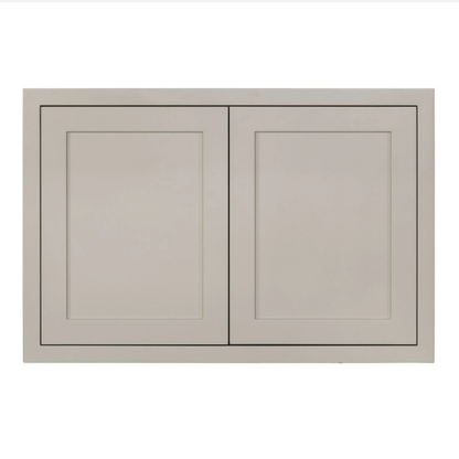 Inset Shaker wall fridge cabinet with double doors in Tuscan Grey, 36"W x 24"H