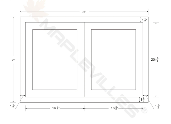 RTA 36"W x 24"H Kitchen Wall Fridge Cabinet with Double Doors in Tuscan Grey Inset Shaker