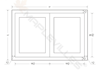 RTA 36"W x 24"H Kitchen Wall Fridge Cabinet with Double Doors in Tuscan Grey Inset Shaker