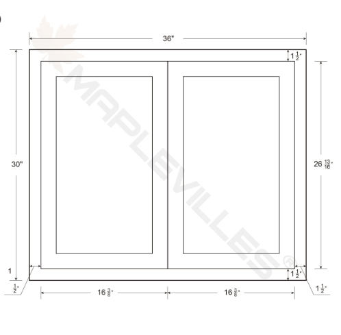 RTA 36"W x 30"H Kitchen Wall Cabinet with Double Doors and Two Shelves in Tuscan Grey Inset Shaker