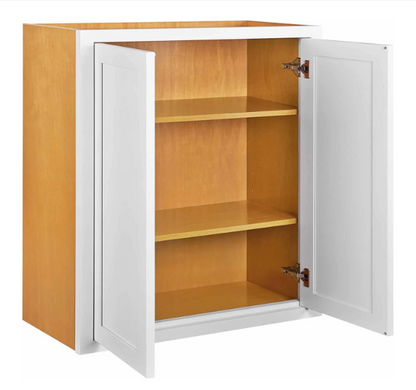 RTA 36"W x 39"H Kitchen Wall Cabinet with Double Doors and Two Shelves in Snow White Inset Shaker