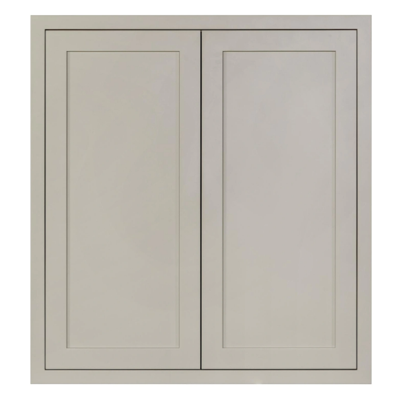 Inset Shaker wall cabinet with double doors and two shelves in Tuscan Grey, 36"W x 39"H